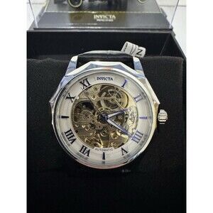 NEW INVICTA 69127 OBJET D ART SKELETON AUTOMATIC WATCH ANALOG LEATHER 42MM